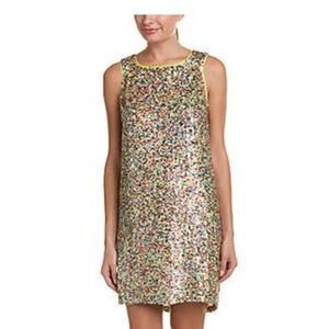 St. John Hand Beaded Shift Multicolored Confetti Sequins NWOT